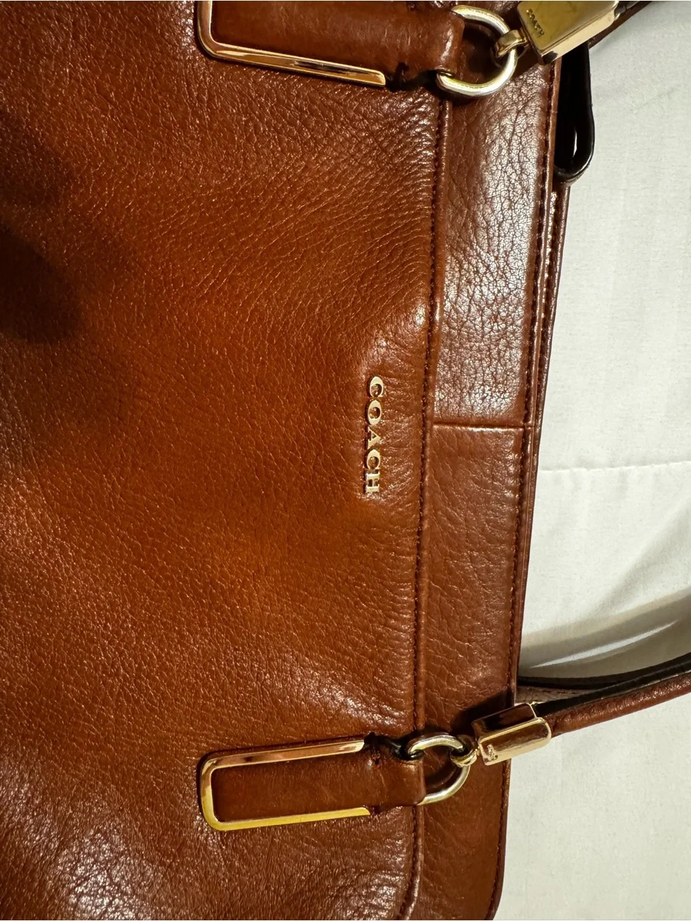 Coach Chestnut Brown Leather Shoulder Bag with Gold Hardware